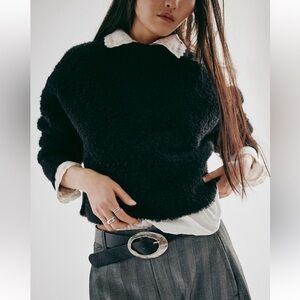 NWT We the Free Stormy Pullover Cozy Crewneck Black Sweater - S